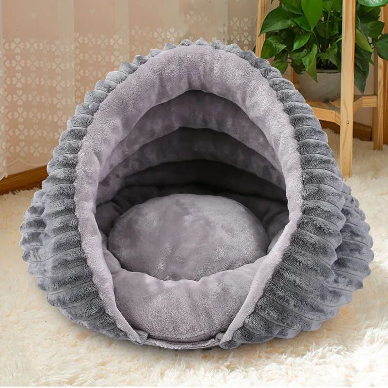 KFX-2254525 Cozy Four-Season Cat Nest Bed - Foldable, Washable Velvet Sleeping Bag for Pets