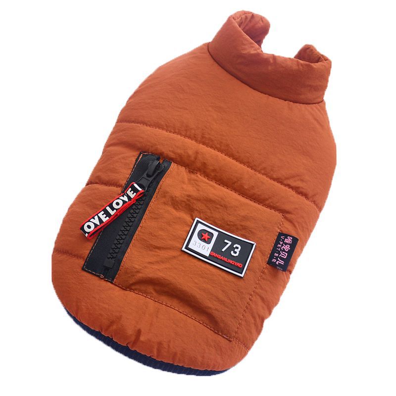 KFX-2254909 Cozy Cotton Dog Vest in Grey and Orange - Available in Sizes S to 2XL