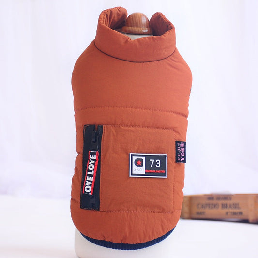 KFX-2254909 Cozy Cotton Dog Vest in Grey and Orange - Available in Sizes S to 2XL