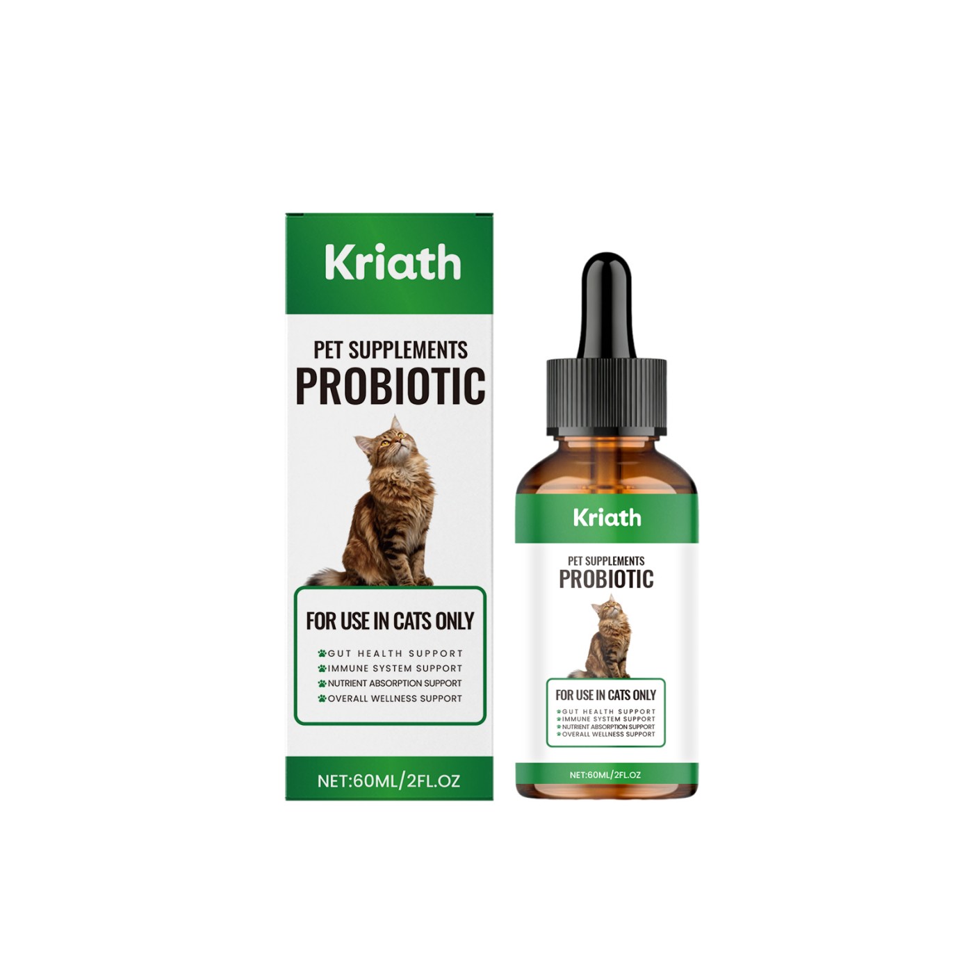 KFX-2256317 Probiotic Digestive Drops for Cats with Enzyme Complex