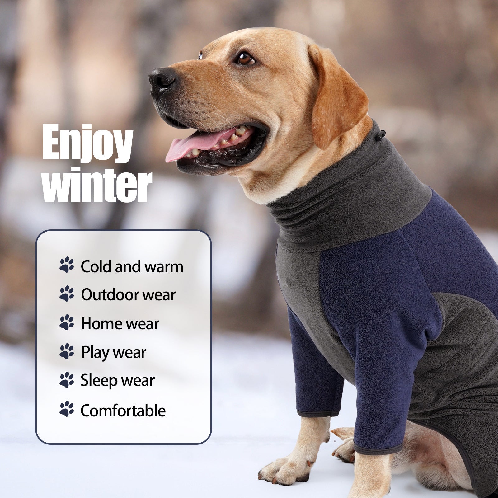 KFX-2260413 Warm Fleece Dog Coat for Winter – Cold-Proof Pet Apparel in Pink and Blue-Gray, Multiple Sizes Available