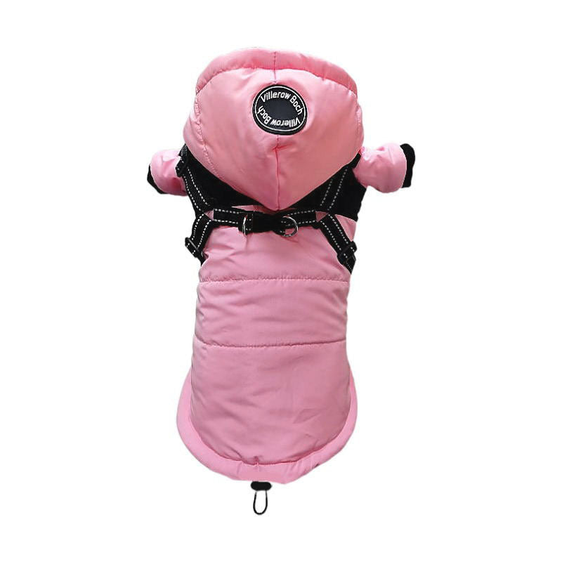 KFX-2260669 Hooded Waterproof Warm Pet Dog Jacket in Blue, Gray, Red, and Pink - Sizes S to 2XL