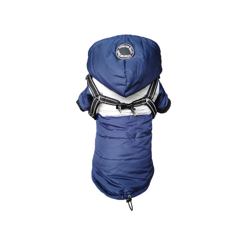 KFX-2260669 Hooded Waterproof Warm Pet Dog Jacket in Blue, Gray, Red, and Pink - Sizes S to 2XL