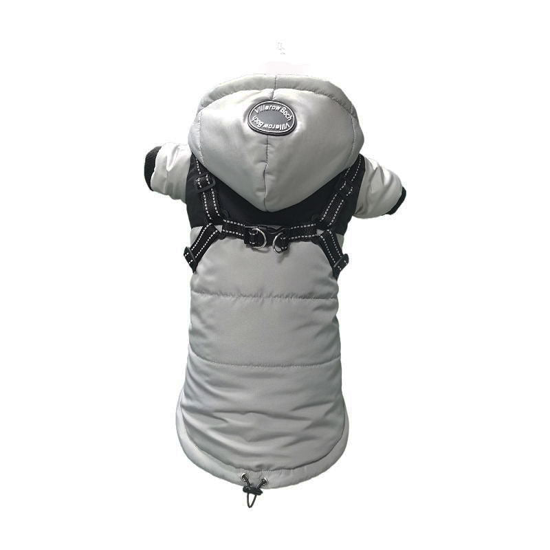 KFX-2260669 Hooded Waterproof Warm Pet Dog Jacket in Blue, Gray, Red, and Pink - Sizes S to 2XL