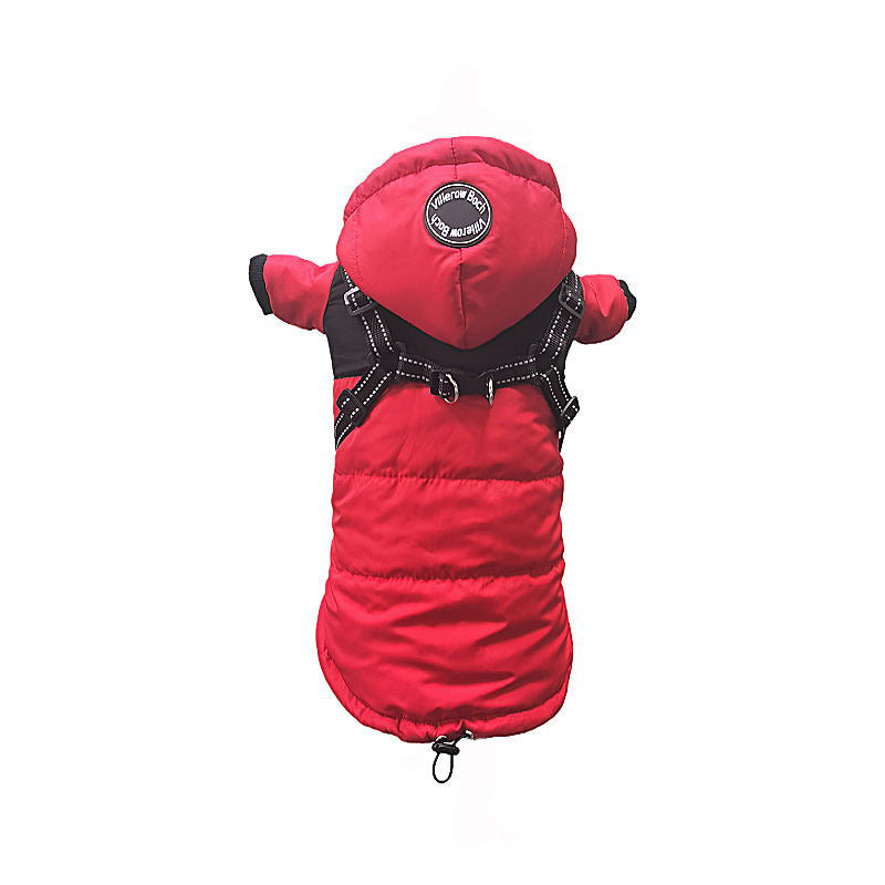 KFX-2260669 Hooded Waterproof Warm Pet Dog Jacket in Blue, Gray, Red, and Pink - Sizes S to 2XL