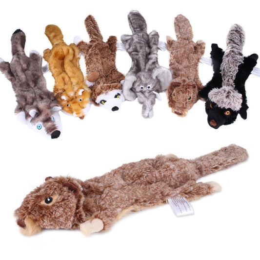 KFX-2261053 Nibbling Vent Plush Chew Toys for Pets - Zebra, Cow, Honey Badger, Marmot, Mongoose, Yellow Squirrel, Grey Wolf
