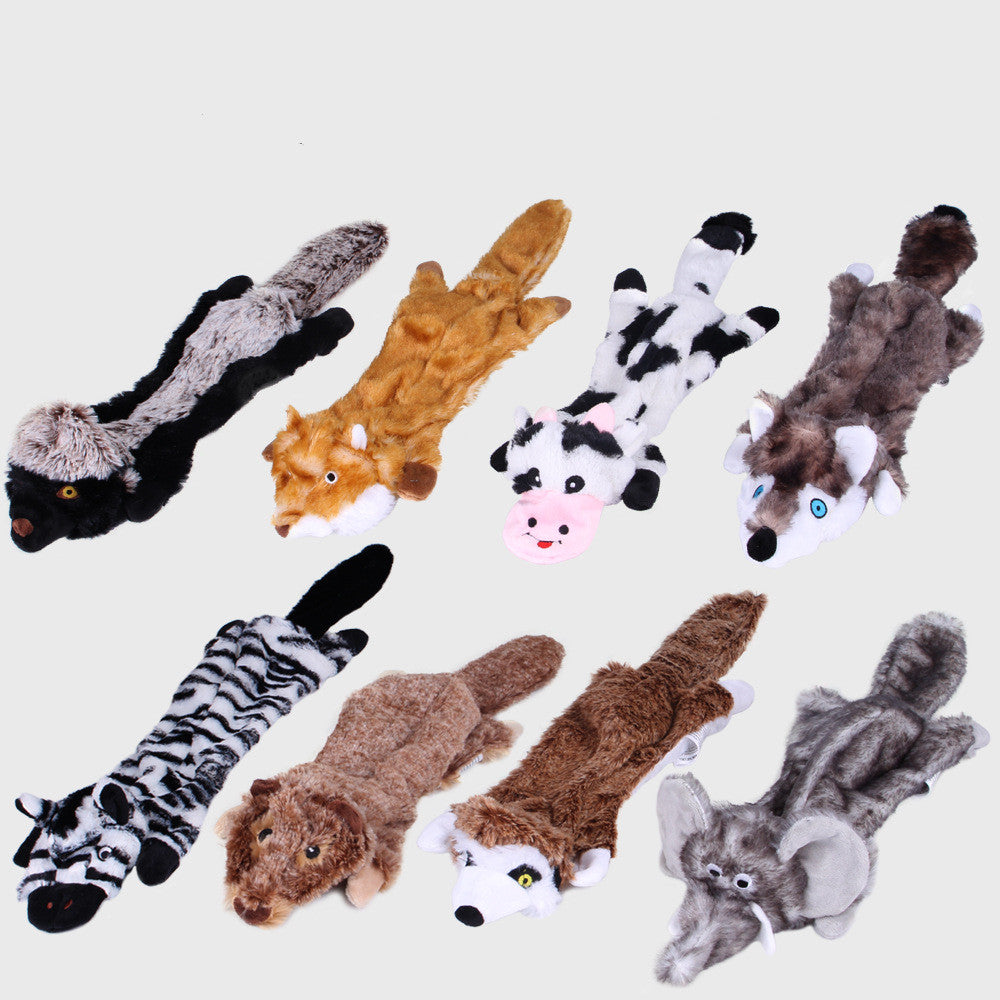 KFX-2261053 Nibbling Vent Plush Chew Toys for Pets - Zebra, Cow, Honey Badger, Marmot, Mongoose, Yellow Squirrel, Grey Wolf