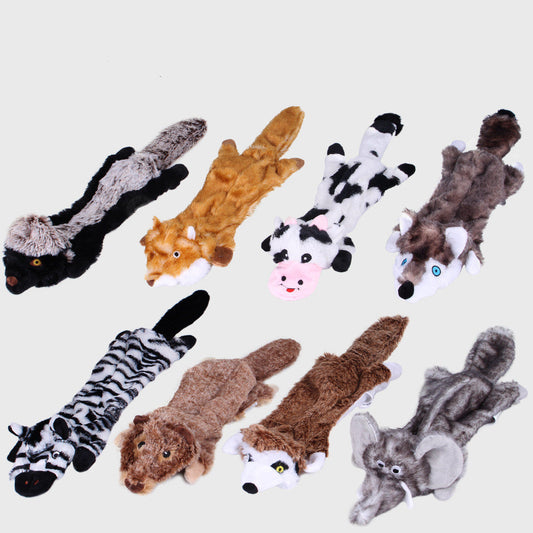 KFX-2261053 Nibbling Vent Plush Chew Toys for Pets - Zebra, Cow, Honey Badger, Marmot, Mongoose, Yellow Squirrel, Grey Wolf