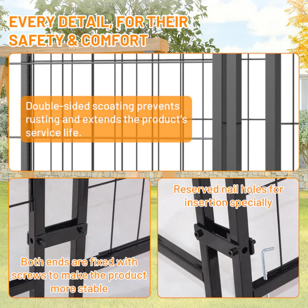 KFX-2261693 Heavy Duty Outdoor Dog Kennel with Roof, UV-Resistant Waterproof Cover, Locking System & Feeding Bowl
