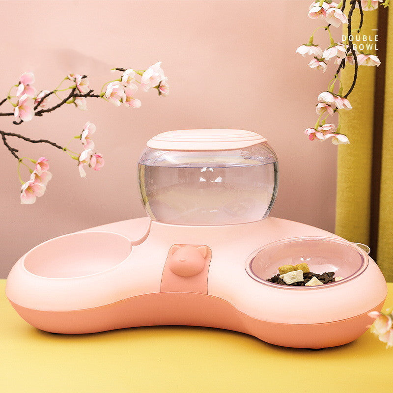 KFX-2262205 Crescent-Shaped Double Bowl for Water and Food - Available in Grey, Powder, and Green