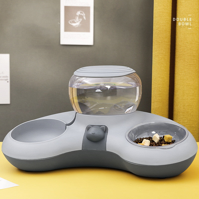 KFX-2262205 Crescent-Shaped Double Bowl for Water and Food - Available in Grey, Powder, and Green