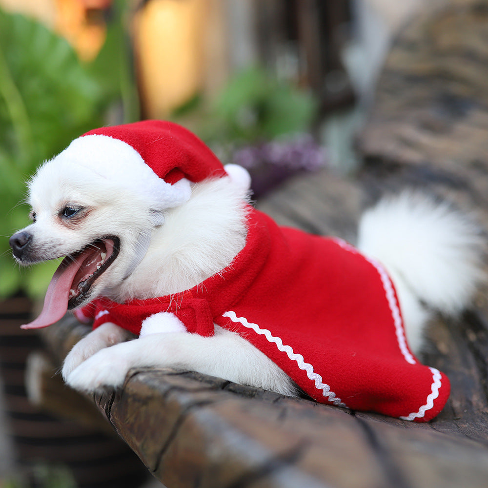 KFX-2262589 Pet Cloak and Hat Set in Red - Stylish Costume for Dogs