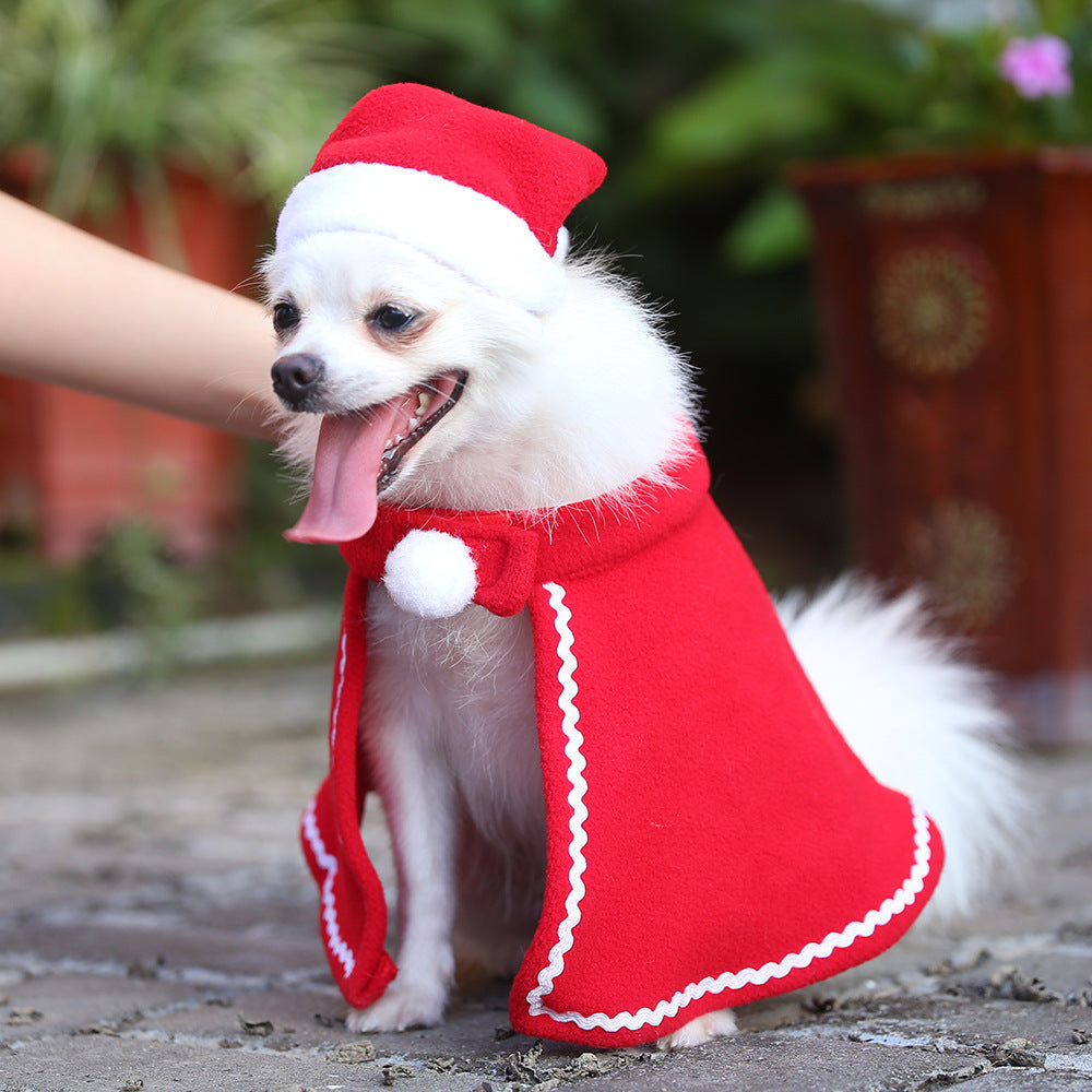 KFX-2262589 Pet Cloak and Hat Set in Red - Stylish Costume for Dogs