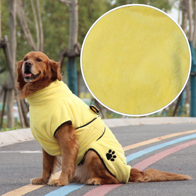 KFX-2262845 Soft and Absorbent Coral Fleece Pet Bathrobe Pajamas in Yellow - Multiple Sizes Available