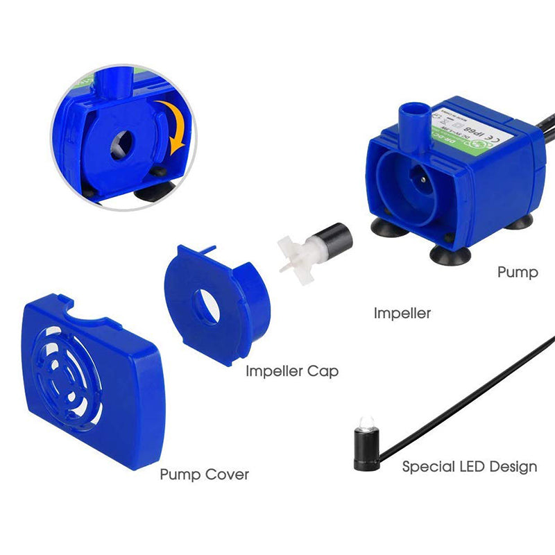 KFX-2263869 DC5V USB LED Pet Water Pump with Automatic Power Off and IP68 Waterproofing