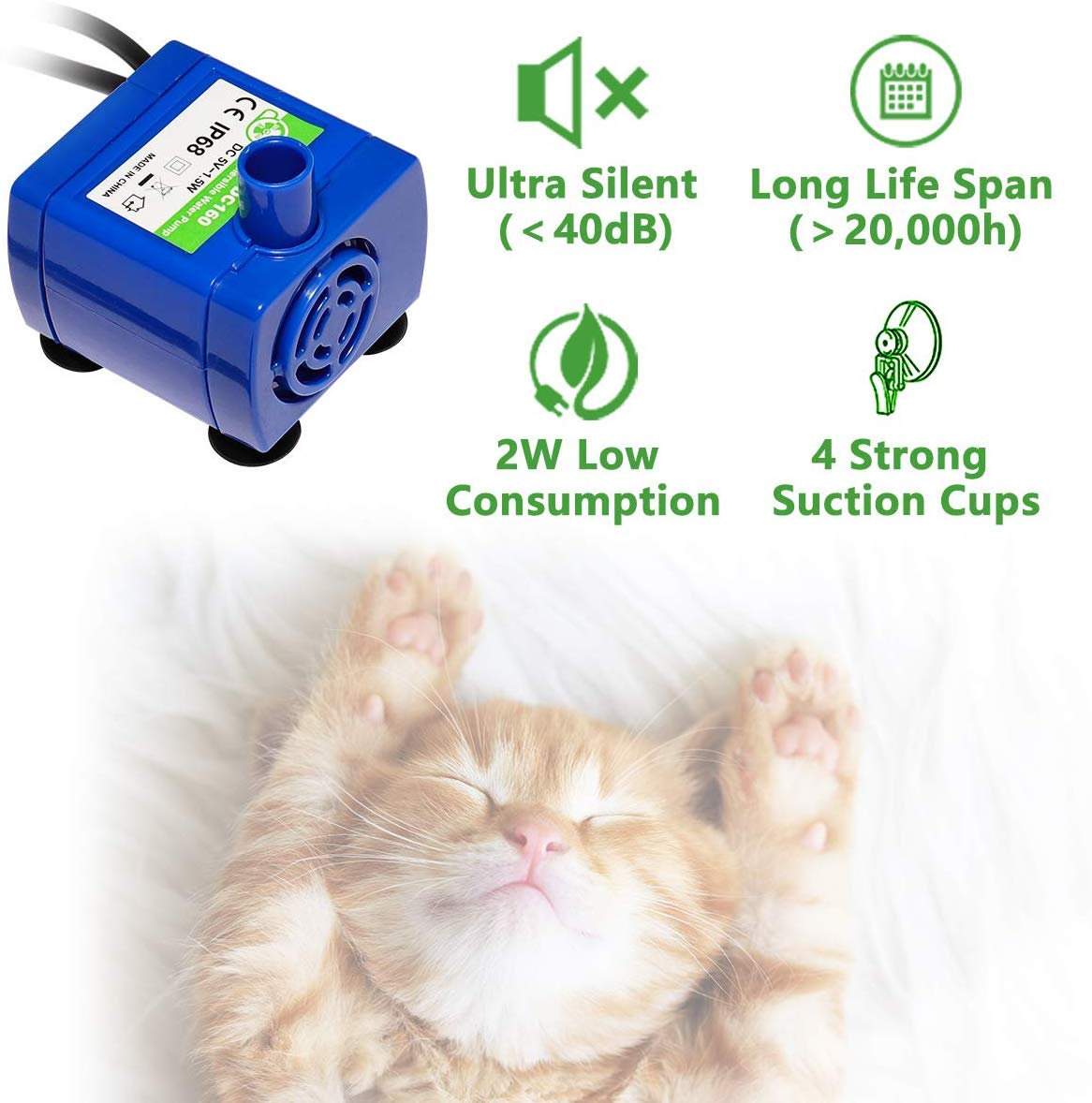 KFX-2263869 DC5V USB LED Pet Water Pump with Automatic Power Off and IP68 Waterproofing