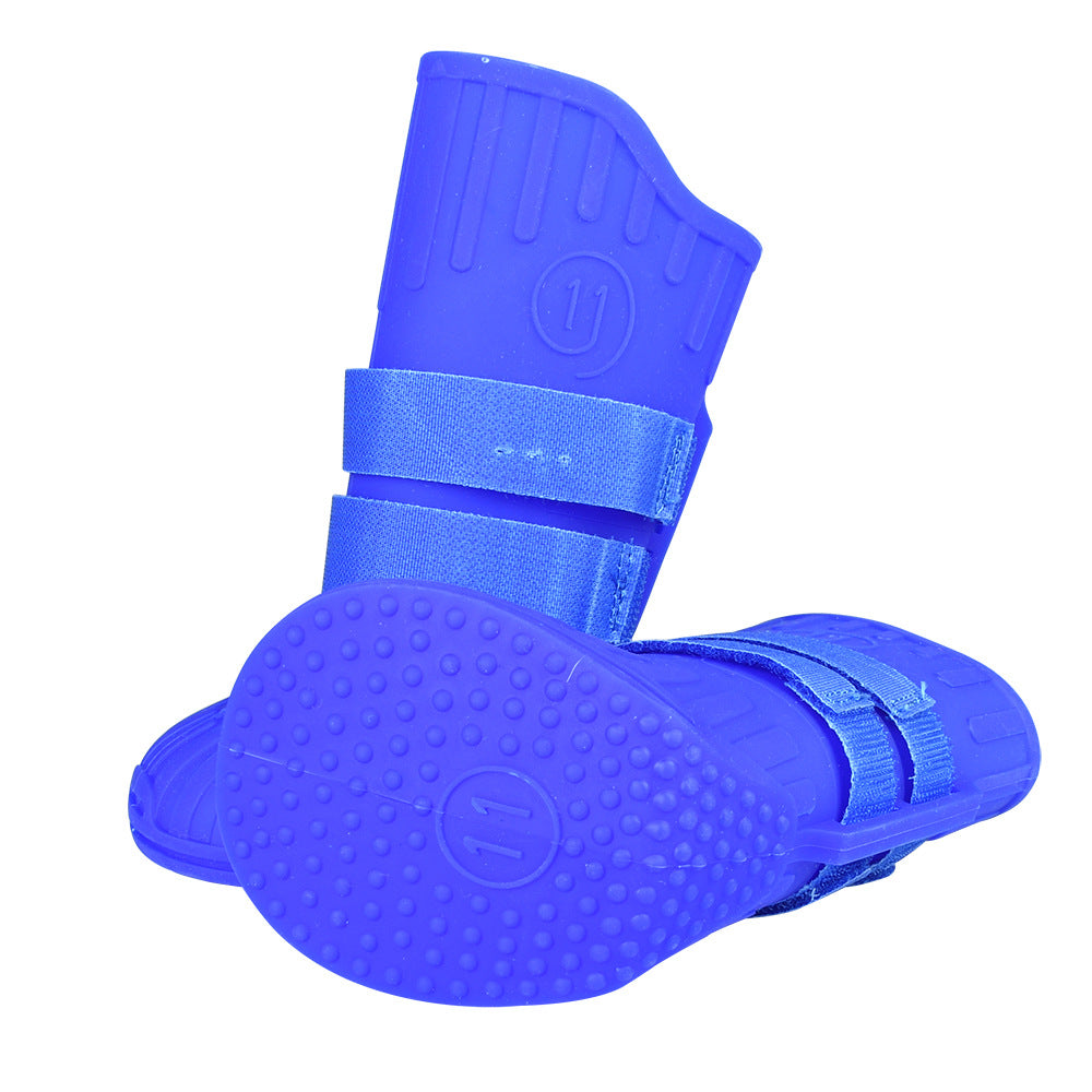KFX-2268605 Waterproof High-Tube Dog Shoes for Medium and Large Breeds - Silicone with Velcro