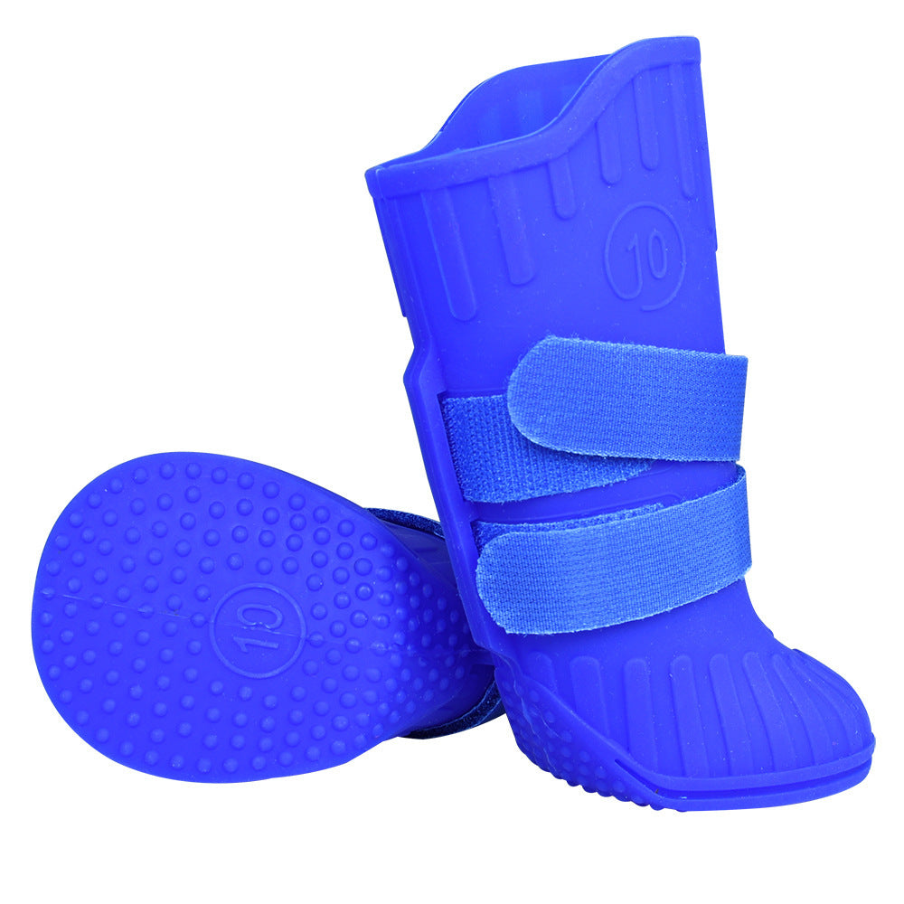 KFX-2268605 Waterproof High-Tube Dog Shoes for Medium and Large Breeds - Silicone with Velcro