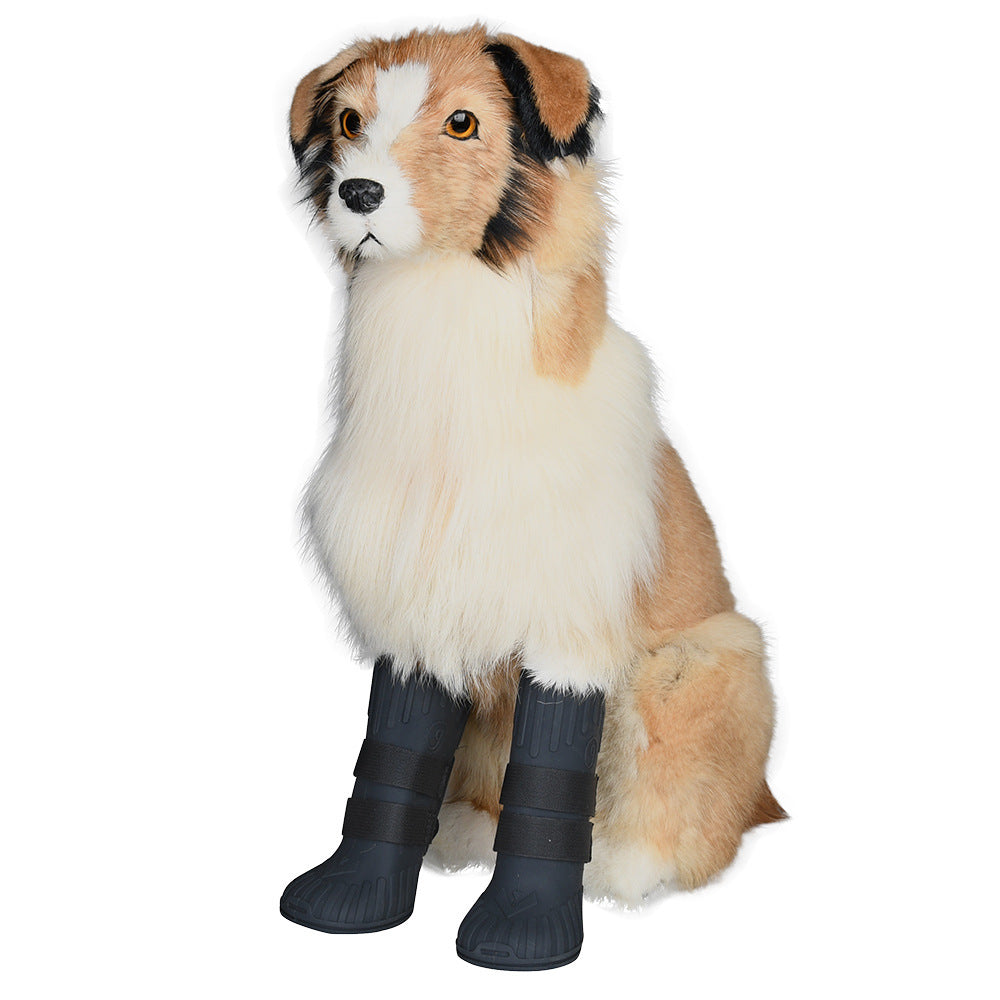 KFX-2268605 Waterproof High-Tube Dog Shoes for Medium and Large Breeds - Silicone with Velcro