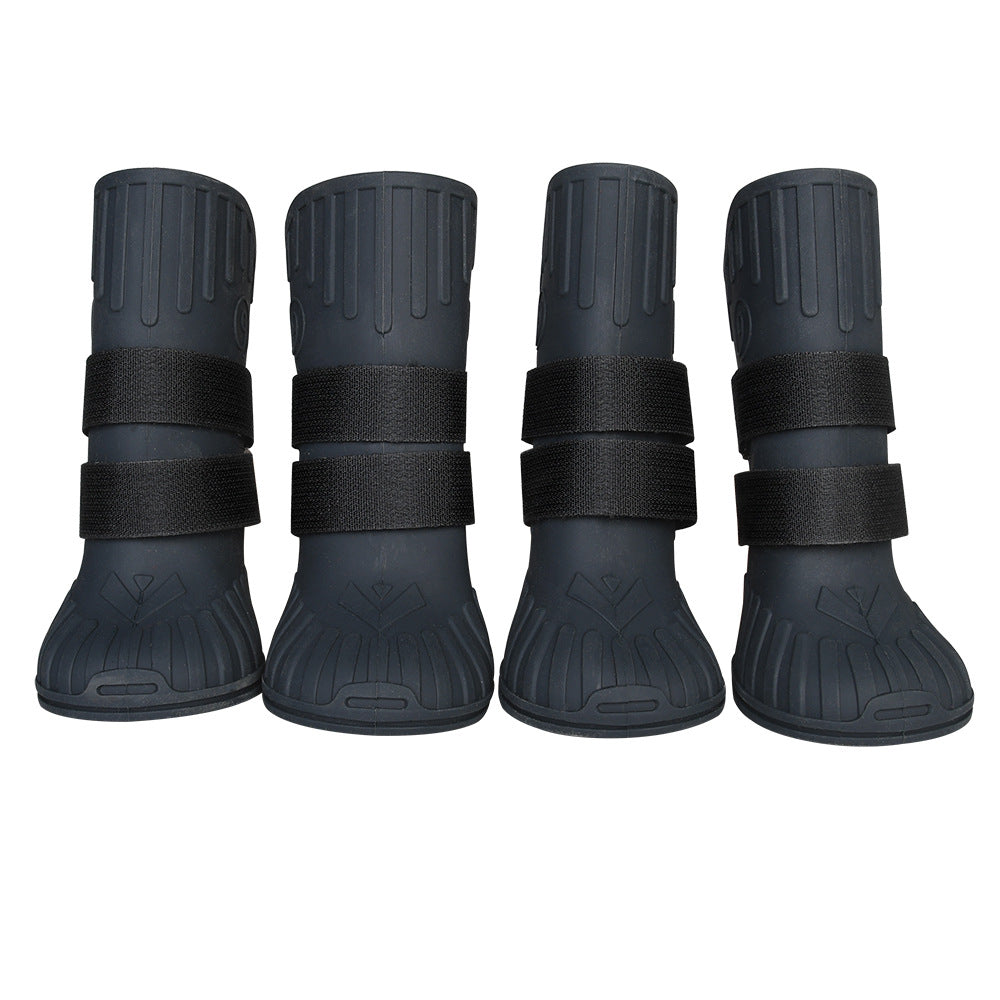 KFX-2268605 Waterproof High-Tube Dog Shoes for Medium and Large Breeds - Silicone with Velcro