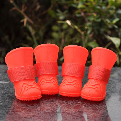 KFX-2268605 Waterproof High-Tube Dog Shoes for Medium and Large Breeds - Silicone with Velcro