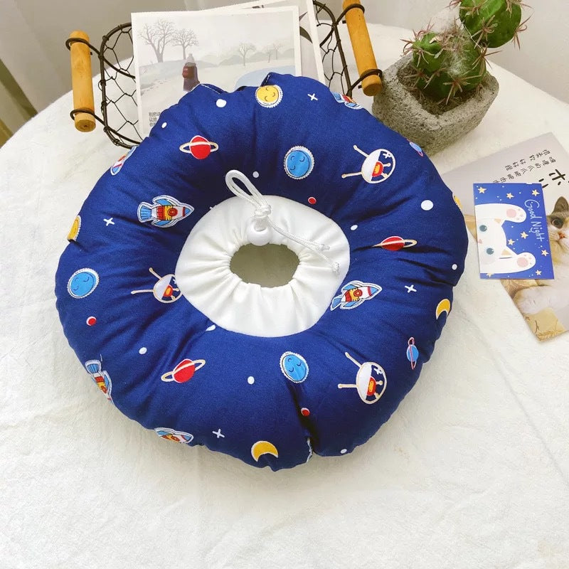 KFX-2269373 Cat Soft Ring Headgear - Cute Donut Pattern in Blue and Light Blue, Cotton Flannel & PP Cotton/Nylon - Multiple Sizes Available