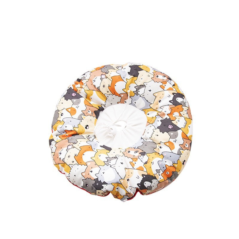 KFX-2269373 Cat Soft Ring Headgear - Cute Donut Pattern in Blue and Light Blue, Cotton Flannel & PP Cotton/Nylon - Multiple Sizes Available