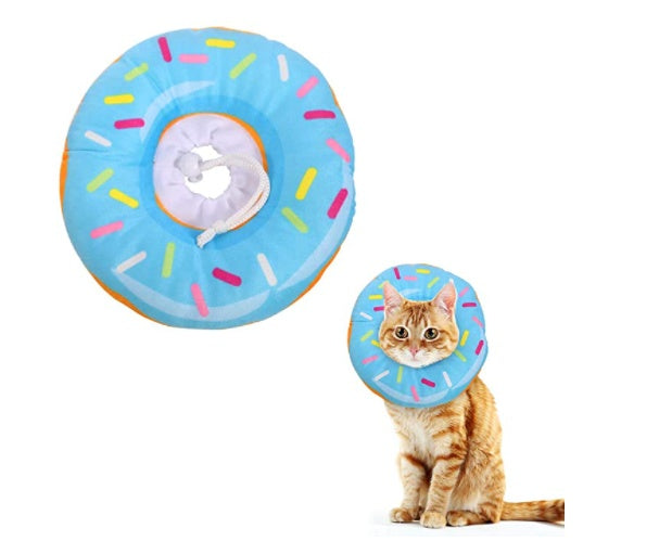 KFX-2269373 Cat Soft Ring Headgear - Cute Donut Pattern in Blue and Light Blue, Cotton Flannel & PP Cotton/Nylon - Multiple Sizes Available