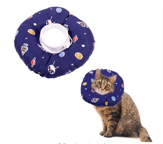 KFX-2269373 Cat Soft Ring Headgear - Cute Donut Pattern in Blue and Light Blue, Cotton Flannel & PP Cotton/Nylon - Multiple Sizes Available