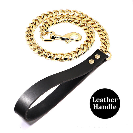 KFX-2271549 Golden Stainless Steel Pet Dog Leash for Small to Medium Breeds