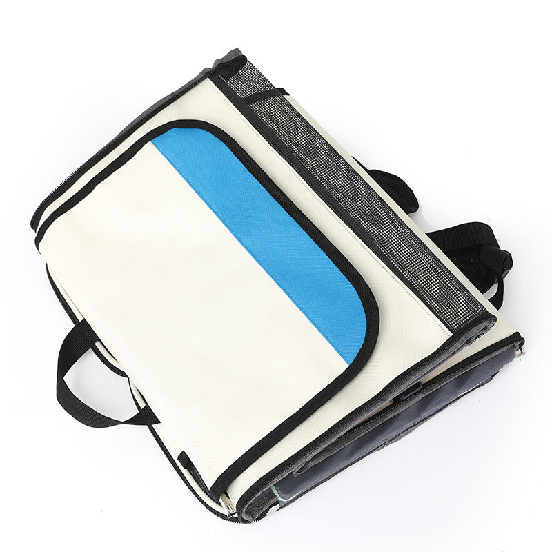 KFX-2279741 Portable Cat Backpack with Optional Pull Rod - Solid Color Options Available in White and Blue