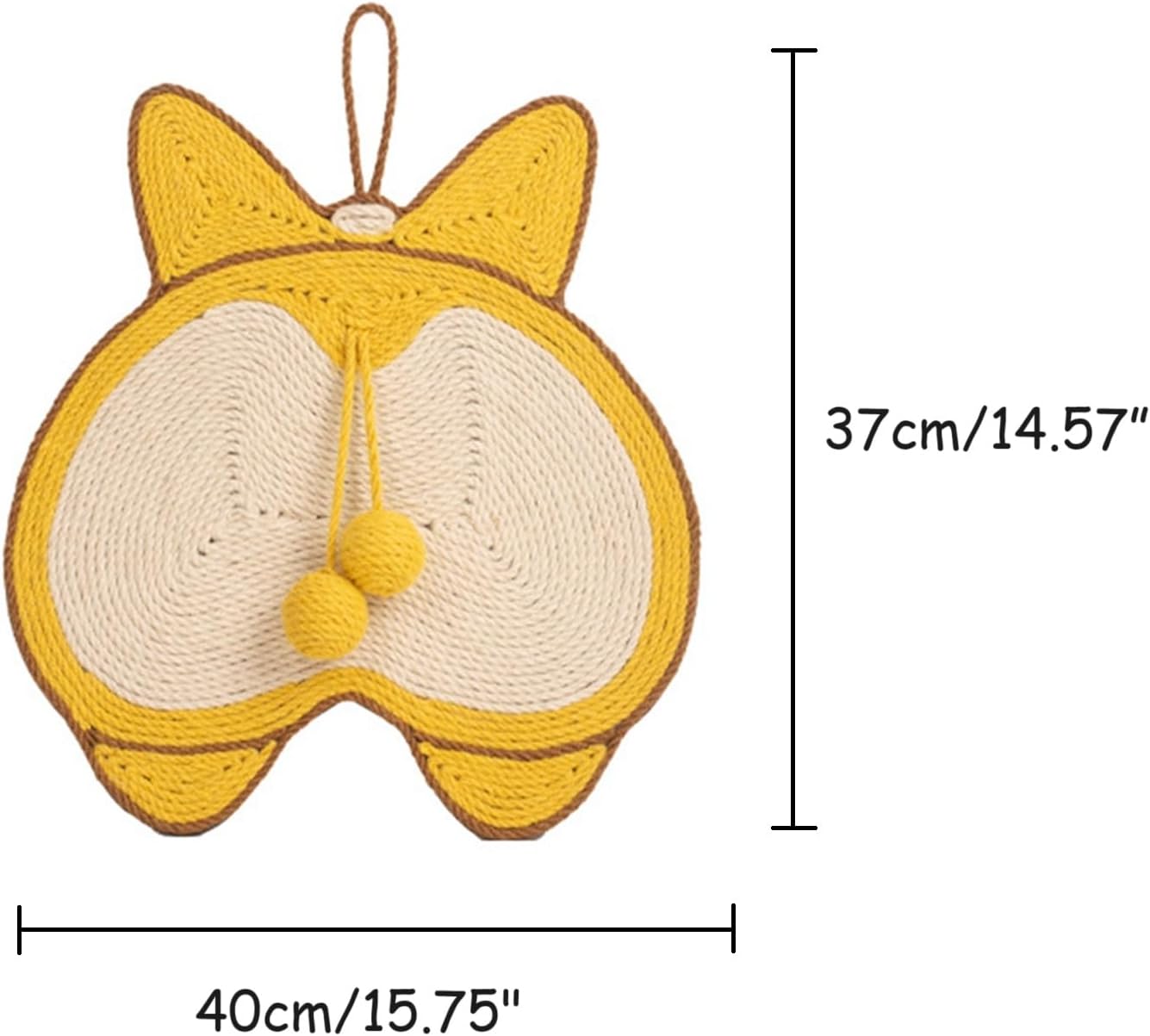 KFX-2280765 Sisal Cat Scratching Pad with Corgi Butt Design and Anti-slip Base, 37x40cm
