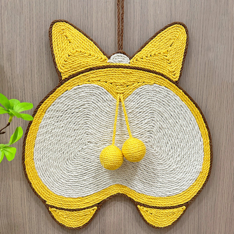 KFX-2280765 Sisal Cat Scratching Pad with Corgi Butt Design and Anti-slip Base, 37x40cm