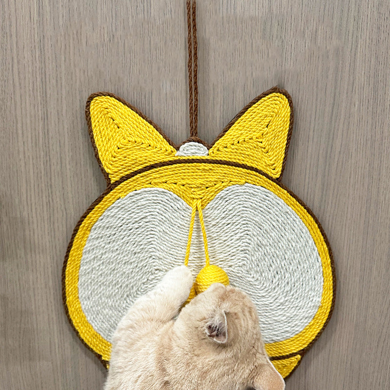 KFX-2280765 Sisal Cat Scratching Pad with Corgi Butt Design and Anti-slip Base, 37x40cm