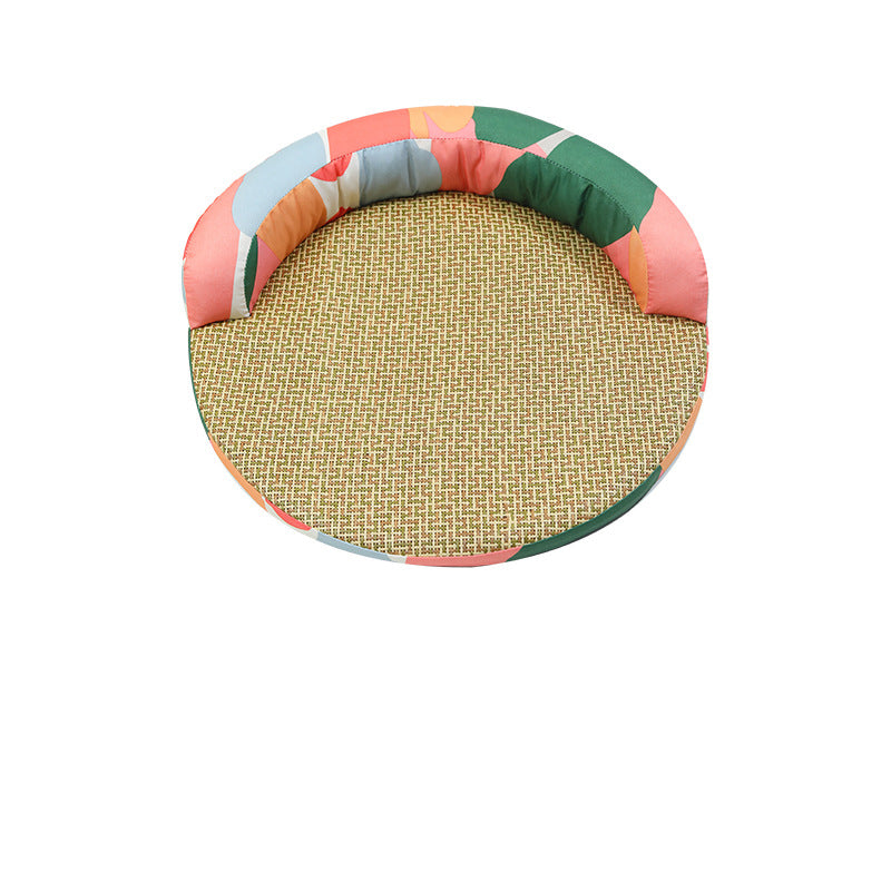 KFX-2281149 Rattan Cat Sofa Pet Bed with Sponge Cushion - Water Park & Camouflage Color Options