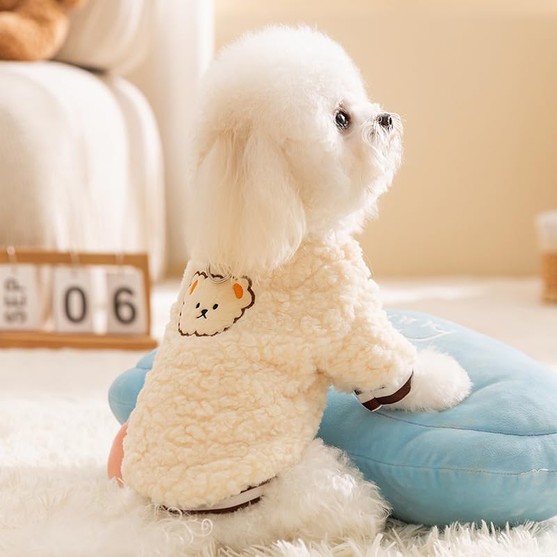 KFX-2282045 Cozy Fleece Dog Hoodie with Bear Pattern, Soft Pullover for Autumn and Winter - Various Sizes Available