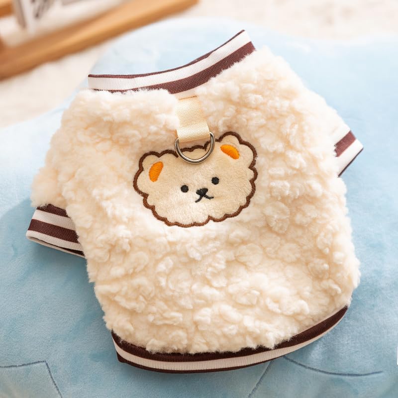 KFX-2282045 Cozy Fleece Dog Hoodie with Bear Pattern, Soft Pullover for Autumn and Winter - Various Sizes Available