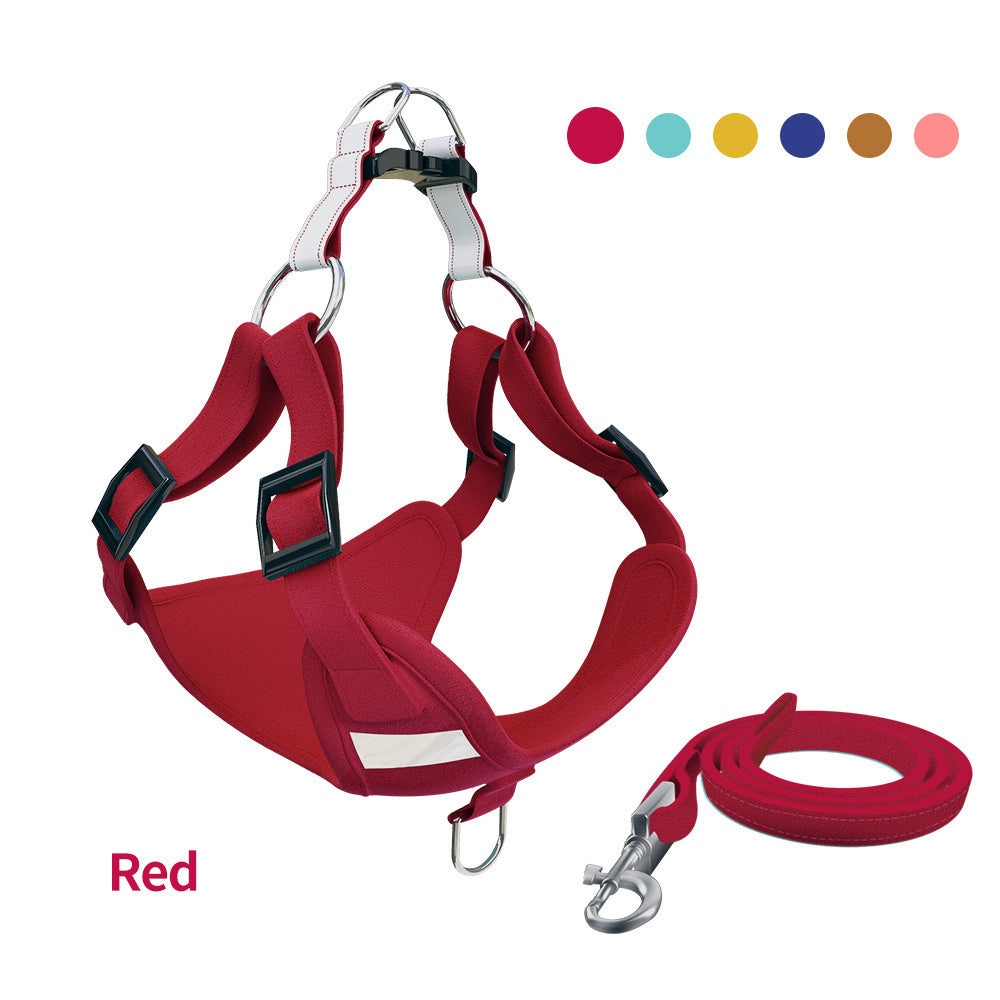 KFX-2282557 Reflective LED Dog Harness and Leash Set - Adjustable No-Pull Vest for Safety and Comfort