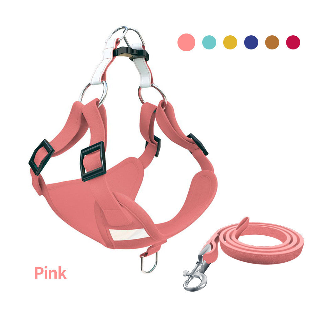 KFX-2282557 Reflective LED Dog Harness and Leash Set - Adjustable No-Pull Vest for Safety and Comfort