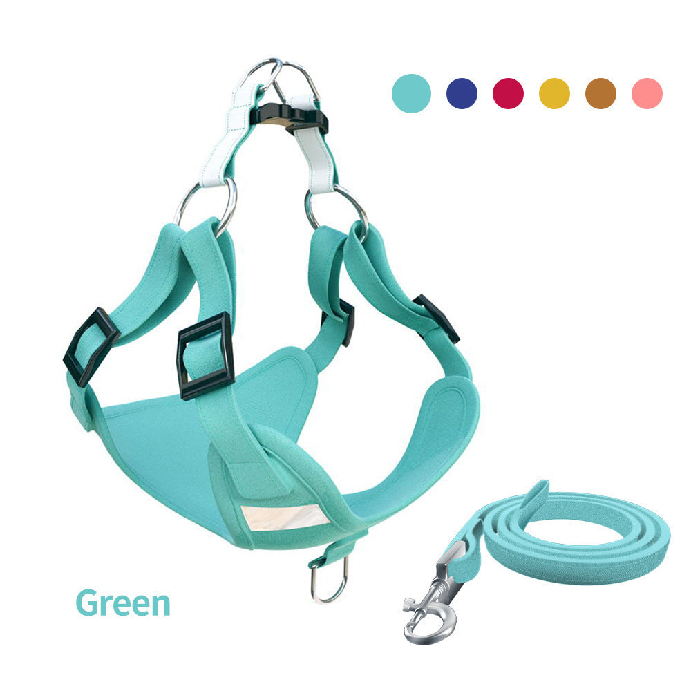 KFX-2282557 Reflective LED Dog Harness and Leash Set - Adjustable No-Pull Vest for Safety and Comfort