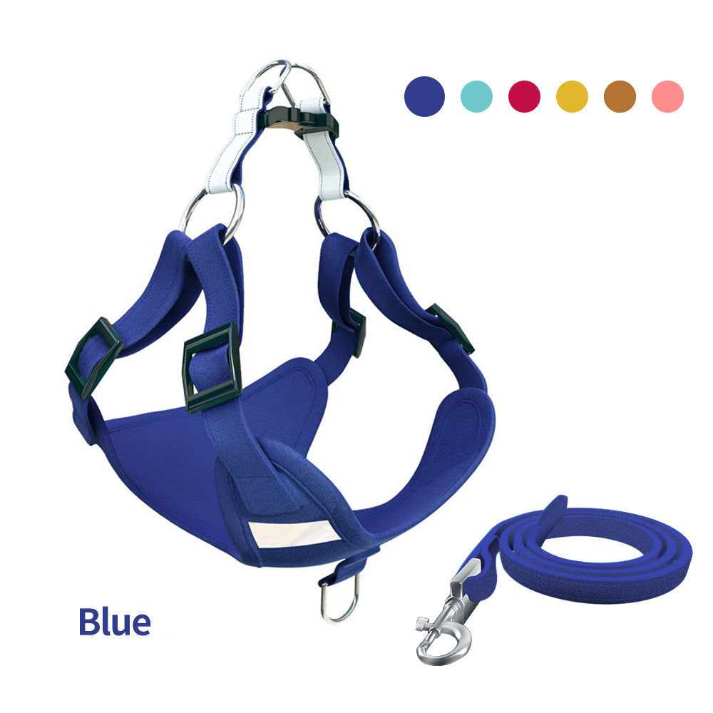 KFX-2282557 Reflective LED Dog Harness and Leash Set - Adjustable No-Pull Vest for Safety and Comfort