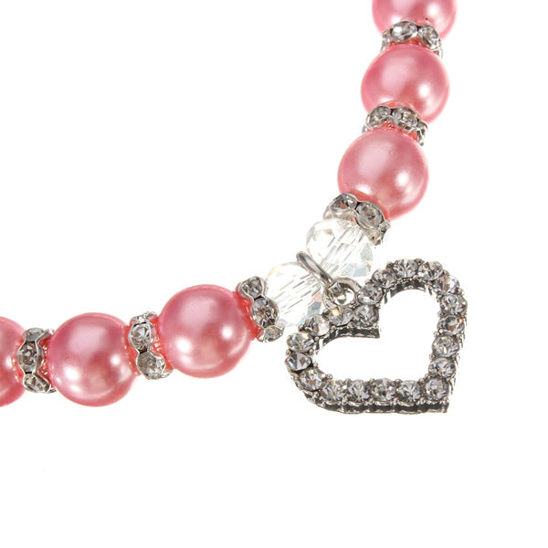 KFX-2285885 Elegant Imitation Pearl Pet Necklace with Alloy Pendant and Rhinestone Accents
