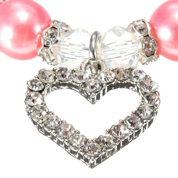 KFX-2285885 Elegant Imitation Pearl Pet Necklace with Alloy Pendant and Rhinestone Accents