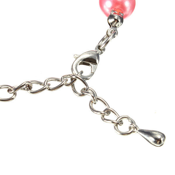 KFX-2285885 Elegant Imitation Pearl Pet Necklace with Alloy Pendant and Rhinestone Accents