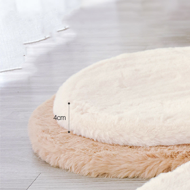 KFX-2287293 Soft Cat Litter Round Mat in White and Gray Velvet - 30CM, 40CM, 45CM Options