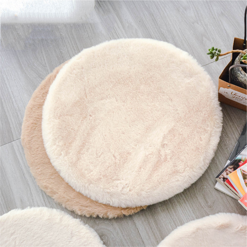KFX-2287293 Soft Cat Litter Round Mat in White and Gray Velvet - 30CM, 40CM, 45CM Options