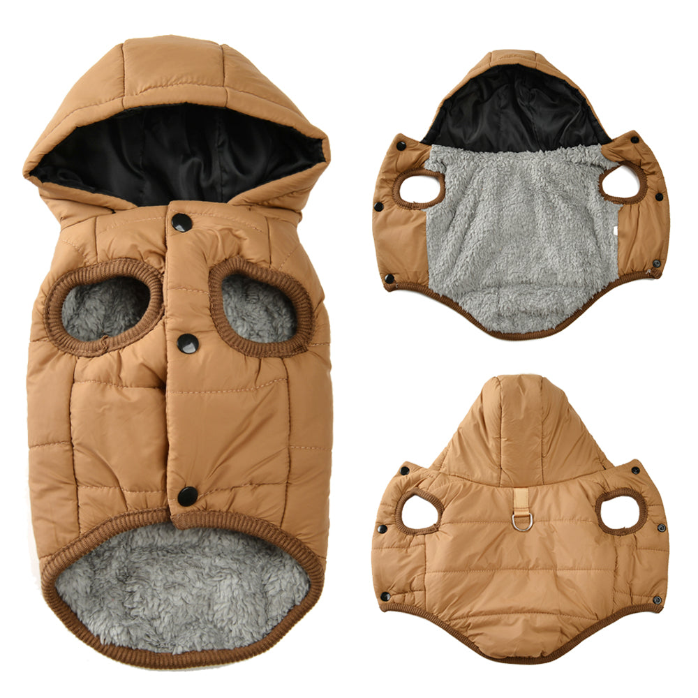 KFX-2287805 Brown Cotton-Padded Coat for Dogs - Casual Pet Clothing
