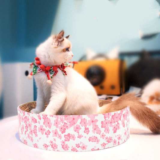KFX-2289213 Large Round Corrugated Cat Scratcher with Waterproof Membrane and Eco-Friendly Design