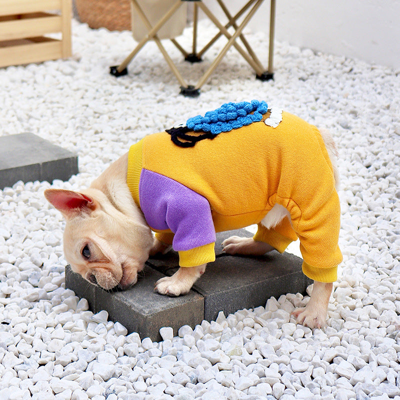 KFX-2289597 Plush Winter Pet Apparel for Small Dogs - Warm Cotton Four-Legged Clothes in Yellow