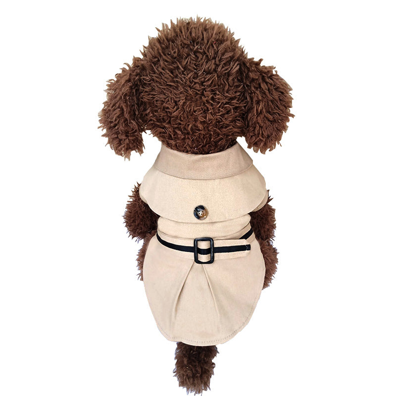 KFX-2291389 Stylish Cotton Cloak Trench Coat for Dogs – Casual British Design